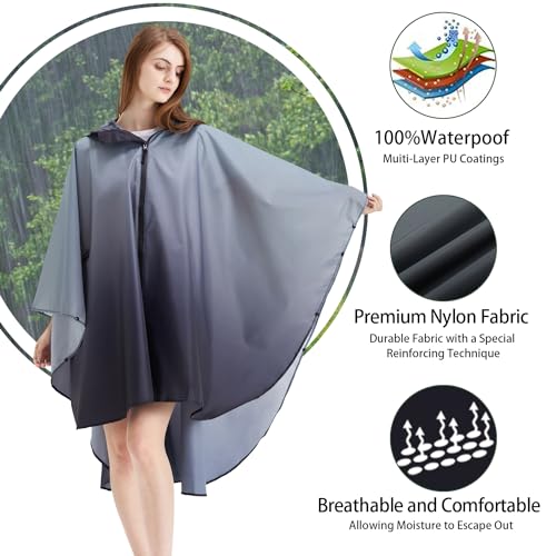 Image of salamra Rain Poncho Jacket - Hooded Waterproof Raincoat with Pocket for Women Men Adults