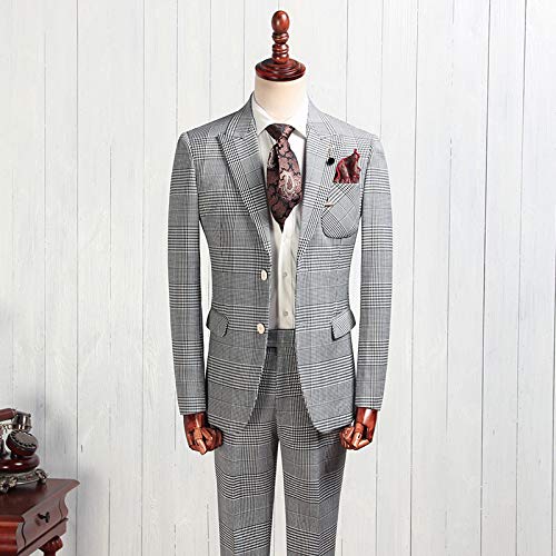 Men's Suit Plaid Two Button Jacket&Pants2