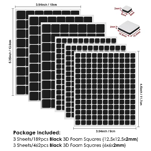 Baofali AZBFUSBFZYHN-W01M01-TT544 6Pcs/Sets 3D Double Sided Adhesive Foam Squares 2 Sizefor Card Making Black Permanent Sticky Dimensional Adhesives thumb #1