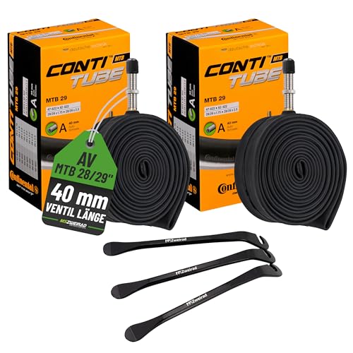 2er Set Continental Fahrradschlauch MTB 28/29 Zoll AV 40mm (47/62-622) + 3...