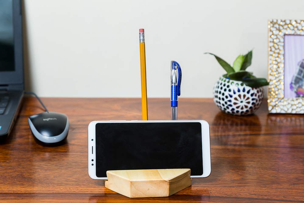 IVEI Wooden Hexagon Shaped Pen Stand Cum Phone/Tablet Holder for Desk and Table – Desk Organizer – Cell Phone Stand – Office Decor - Stationery Holder for Office & Home - Budget Friendly Unique Gift - Image 3 thumbnail