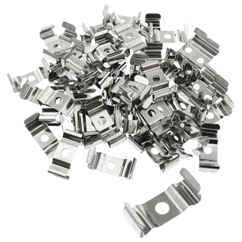Image of 100PCS T5 Iron Bracket Hooks for Tube Lights Universal Integrated Fixing Clips Hanging Board Voltages Household Appliances Office Industrial Use Light Strips Fluorescent Tubes Bulbs Silver