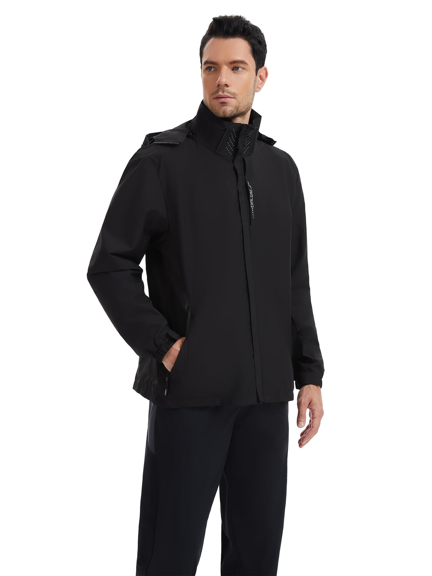 AMZSPORT Homme Veste coupe-vent et imperméable légère à capuche Imperméable Légère et Pliable Respirante pour Randonnée,Running,Voyage,Randonnée