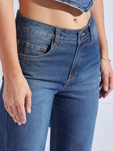 Image of Miss Chase Women's Wide-Leg High-Rise Regular-Length Stretchable Shaping Denim Jeans