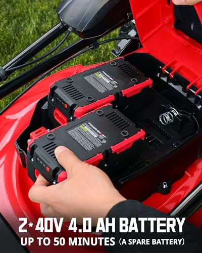 Image of PowerSmart 40V 21 inch Cordless Lawn Mower, Up to 1 /4 Acre, 2 x 40V 4.0Ah Batteries and a Charger Included, 6-Position Height Adjustment