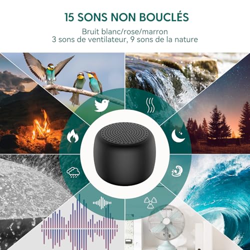Image of Babelio White Noise Sound Machine for Adults Kids Baby, Mini, 15 Non-looping Sounds, Timer, Memory Function, Easy to Pocket and Travel Black