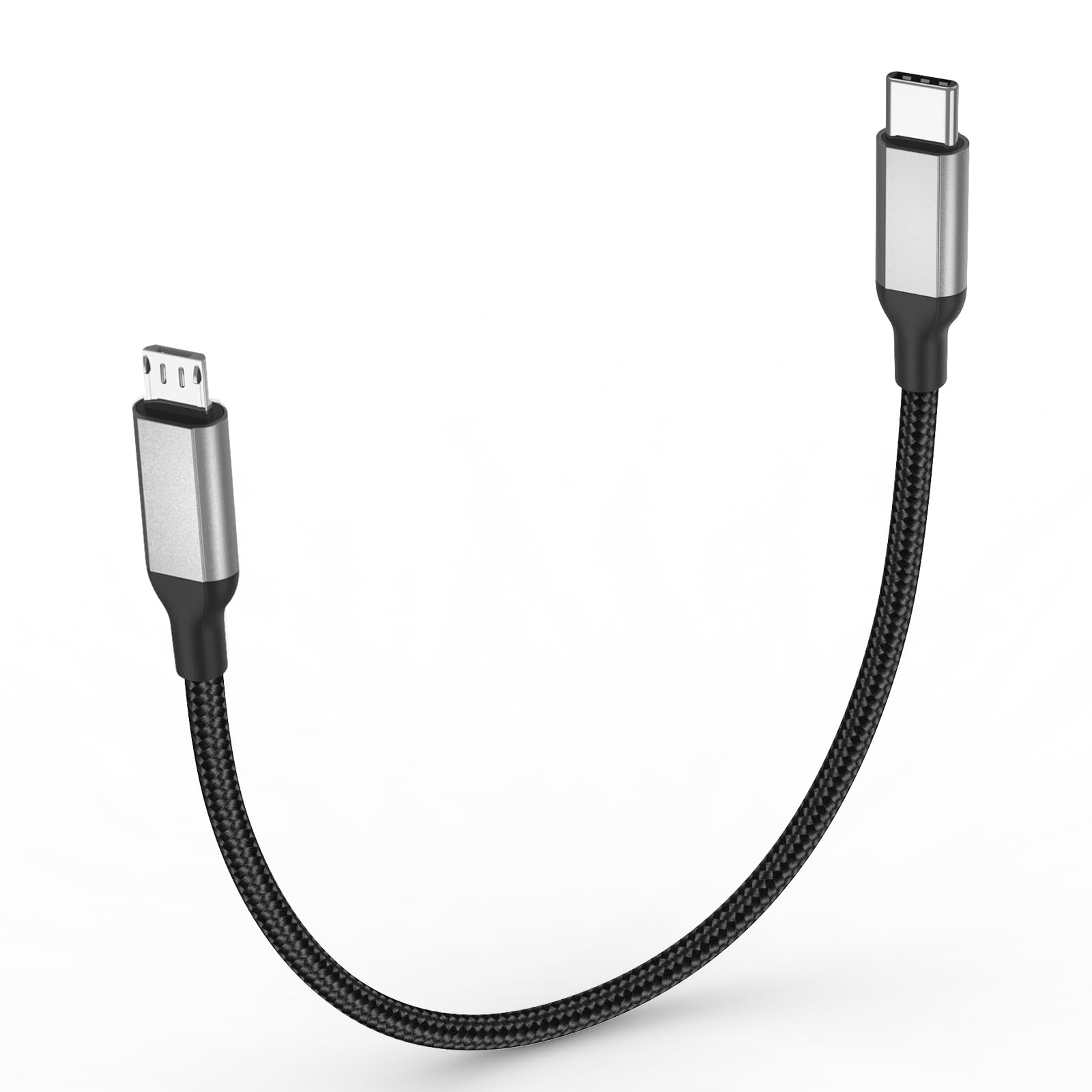 Micro USB auf USB C Kurz 0.3M, 2.4A Schnellladekabel Mikro USB zu USBC Ladekabel Nylon Datenkabel Kompatibel mit Samsung Galaxy S7 S6 S4 J7 J5 Note 5, Nokia und Micro USB Geräte