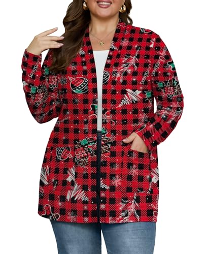 Image of OLRIK Plus Size Cardigan for Women 2026 Lightweight Open Front with Pockets