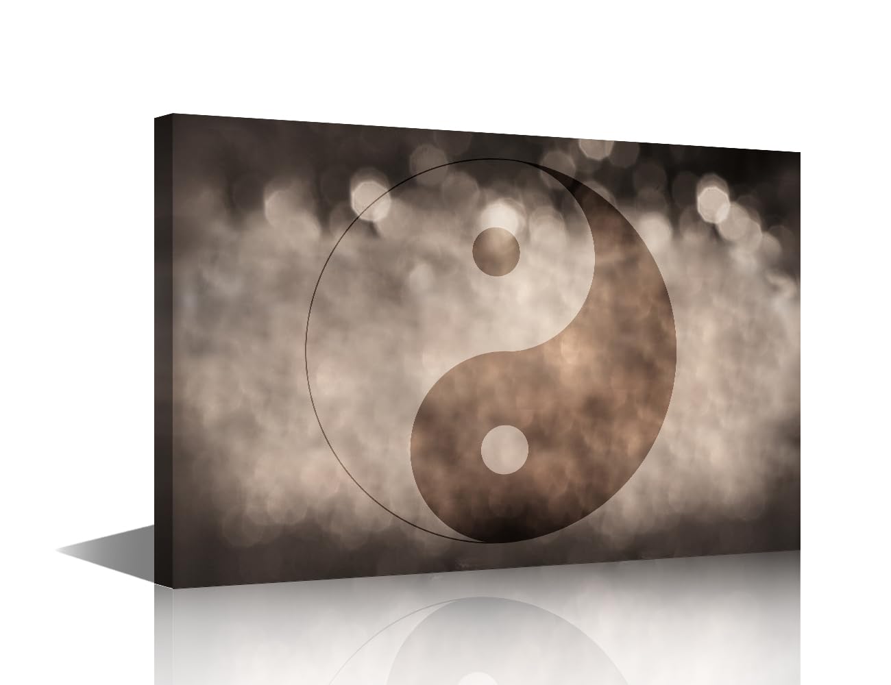 Canvas Wall Art Modern Yin Yang Symbol Shiny Defocus Background Framed Painting Asian Inspired Home Decor Office Decor Spiritual Wall Decor Ready To Hang 18x12 in