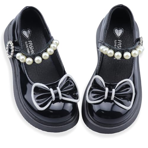 Image of Girls Mary Janes Shoes Toddler Dress Shoe School Uniform Oxford Flats | Elegance Comfort Cute Sweet Functional Sturdy Fit Widen Soft cushioned Non-slip Party Wedding Christmas Easter Gifts