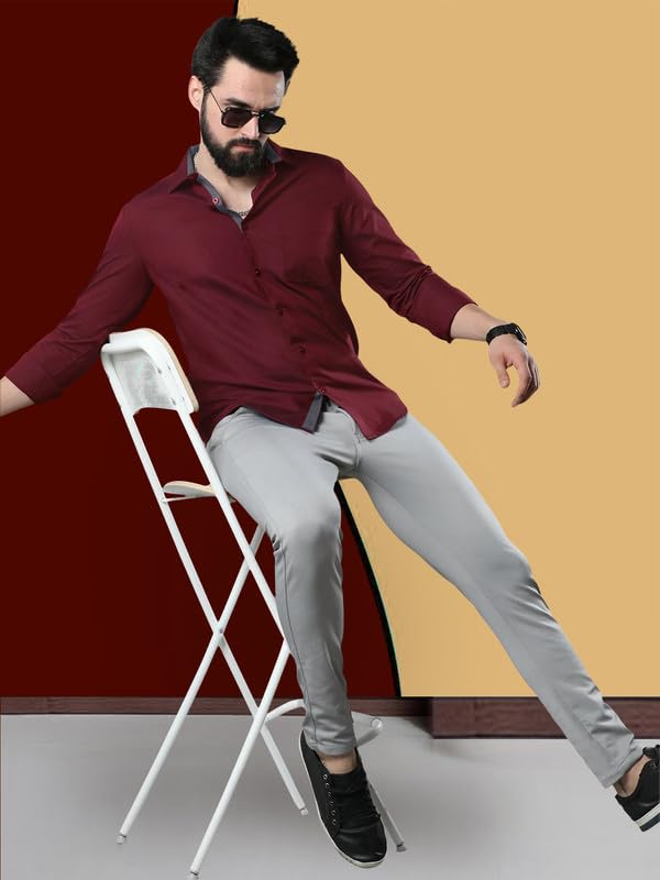 Image of Pinkmint Combo of Men Casual Cotton Blend Full Sleeves Formal Regular Slim Fit Plain Office Shirts