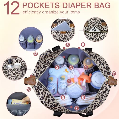 Image of Pritent Diaper Bag - Baby Diaper Bag Waterproof Large Maternity Travel Baby Bag for Mom and Dad
