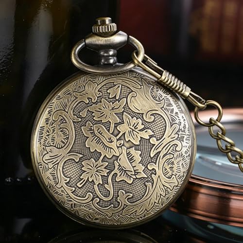 Image of Deer Pocket Watch for Men Pocket Watches with Chain Gift for Father's Day | Vintage Deer Case Pocket Watch Mens Quartz Watches with Chains Christmas Graduation Birthday Gifts Fathers Day
