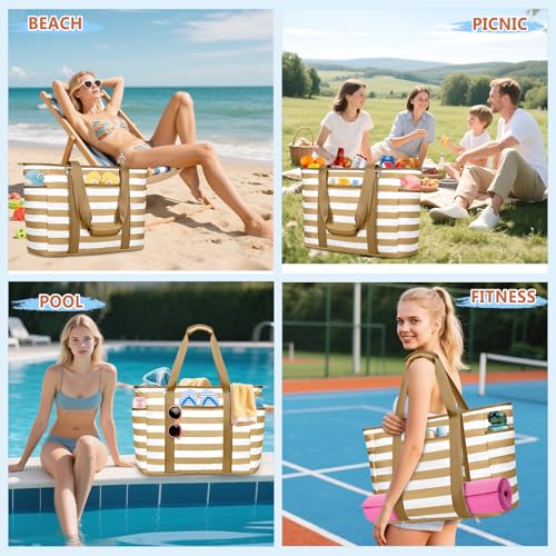 Image of Extra Large Beach Bags for Women Waterproof Sandproof Beach Tote Bag