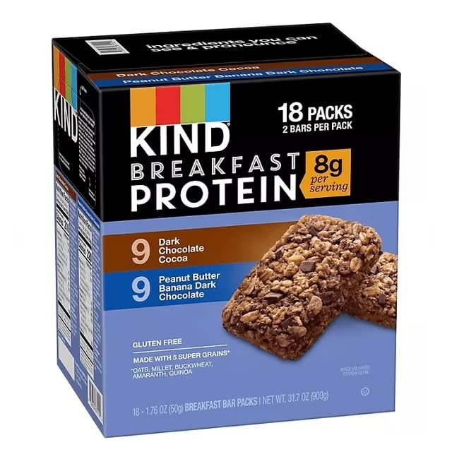 KINDS Breakfast Protein Bars, Variety Pack, 18 pk.