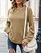 MEROKEETY Women's Fall Long Sleeve Sweater 2025 Casual Trendy Crew Neck Waffle Knit Pullover Tops Jumper, Khaki, M