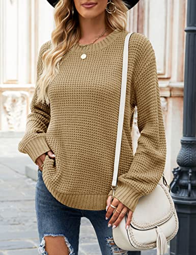 Image of MEROKEETY Women's Fall Long Sleeve Waffle Knit Oversized Sweater