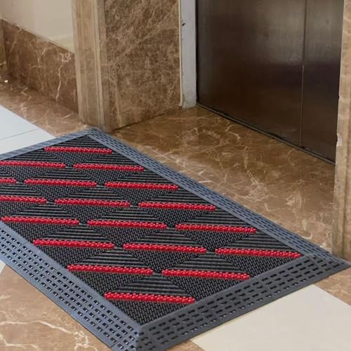 Outdoor doormat, modular interlocking splicing mat, multifunctional heavy-duty doormat, 3-in-1 dust removal, snow removal, non-slip doormat, suitable for front door and garage entrance(41.3