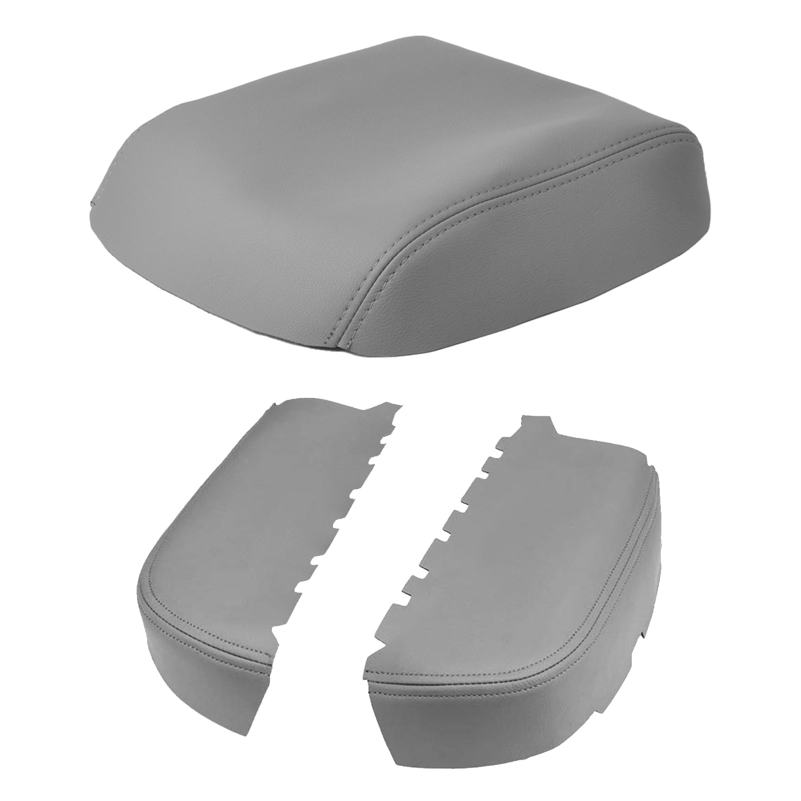 Center Console Cover and Front Door Panel Armrest Cover Kit Compatible with 2009-2015 Pilot, Leather Arm Rest Armrest Cover for Car, Middle Console Cover Lid Replacement for Trucks, Gray