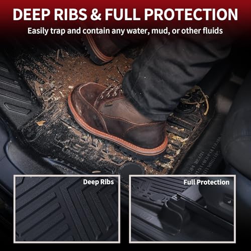 Image of LASFIT Floor Mats for Toyota Tacoma 2024 2025 2026 Double Cab Auto Tran (Not fit Hybrid) All Weather Floor Liner for Tacoma TRD /SR /SR5 /limited TPE Custom Fit Car Mats Front&Rear 2 Row Mats