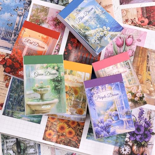 Image of 6 Sets 300 Pcs Washi Stickers Set Colorful Dreams Sticker Book for Journaling, DIY Decorative Paper Sticker Decals for Bullet Journal Art Scrapbooking Diary Card Craft Gift Album Notebook Stationery
