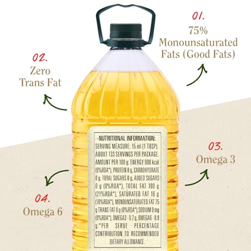 Image of Bertolli Indian Cooking Olive Oil 5L | 75% MUFA | Extra Light Taste, Suitable for High Heat Cooking, Frying & Roasting | World's No. 1 Olive Oil Brand