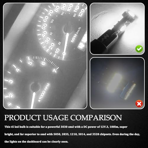 20 luces LED T5 para tablero de auto blanco miniatura 6