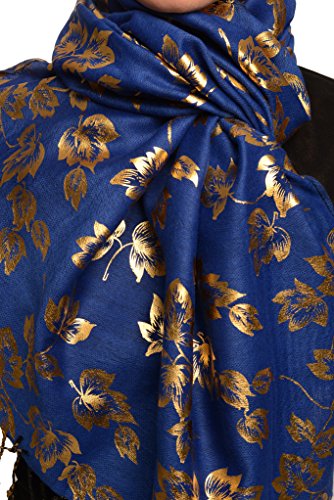 Pashmina bleu persan à franges idéal pour vos soirées fraîches - 4