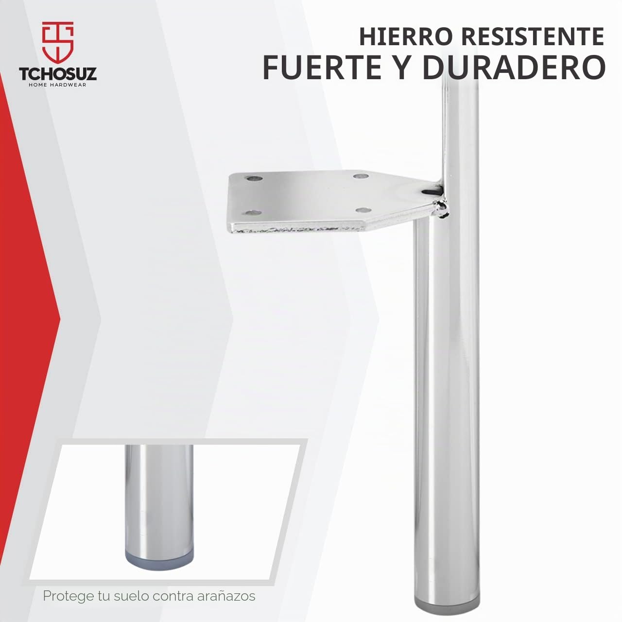 Patas de metal para muebles de 6 pulgadas 4 patas de mesa de metal resistentes con protectores de suelo y tornillos patas de repuesto para muebles para sofá mesita de noche escritorio color cromado