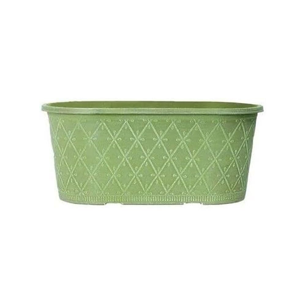 Shopior Moss Green Powdered Whitewashed Trough Window Box – Decorative Plastic Outdoor Planter With Drainage Holes – Weatherproof Outdoor Planter With Drainage Holes Flower Pot For Gardens ( - 40Cm, 1Pack)