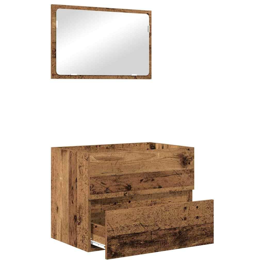 Juego de muebles de baño 2 piezas Madera Vieja 57 x 37 x 45 cm