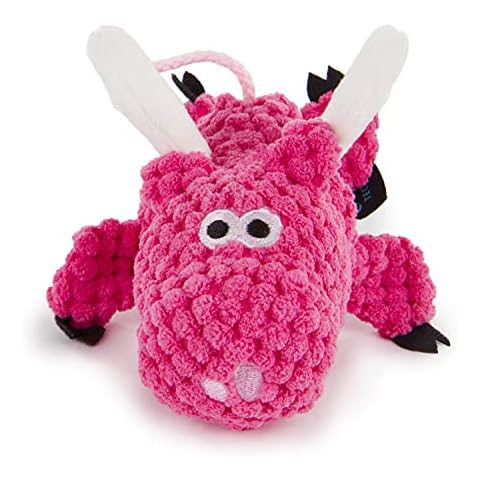 Moonmoon goDog Just For Me Flying Pig Checkers With Chew Guard Technology Tough Plush Dog Toy, Pink Cover