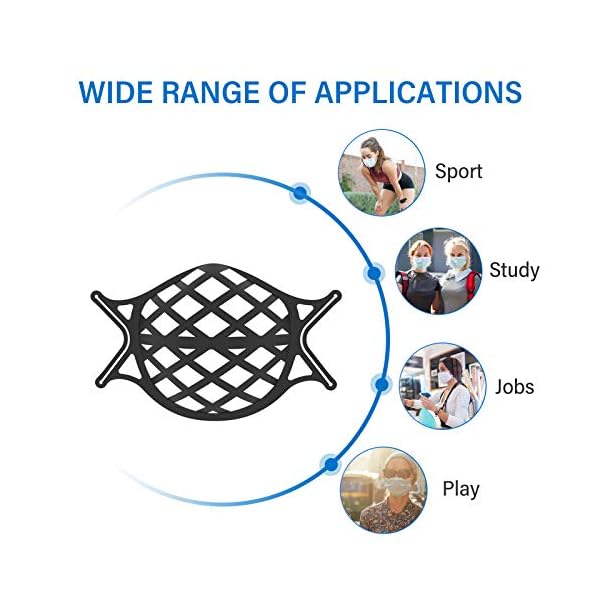 4-Pack-Face-Mask-Bracket-Large-3D-Silicone-Mask-Bracket-with-Ear-Loops-Internal-Support-Frame-for-Cloth-Mask-Adult-Cool-Lipstick-Protection-Black Shaboo Prints 4 Pack Face Mask Bracket Large 3D Silicone Mask Bracket with Ear Loops Internal Support Frame for Cloth Mask Adult Cool Lipstick Protection, Black