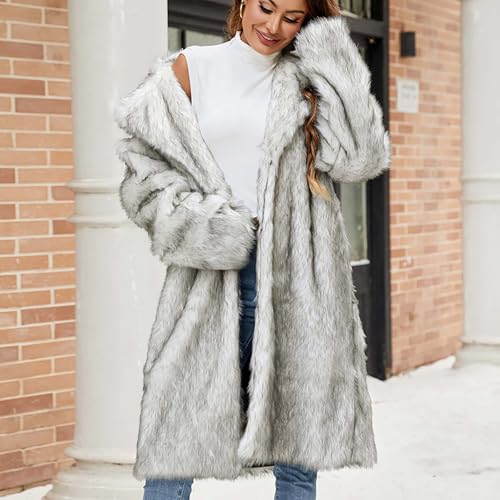 Women's Long Fur Coat Casual Winter Fluffy Jackets Open Front Long Sleeve Fuzzy Fleece Cardigan Trendy Shaggy Outwear3