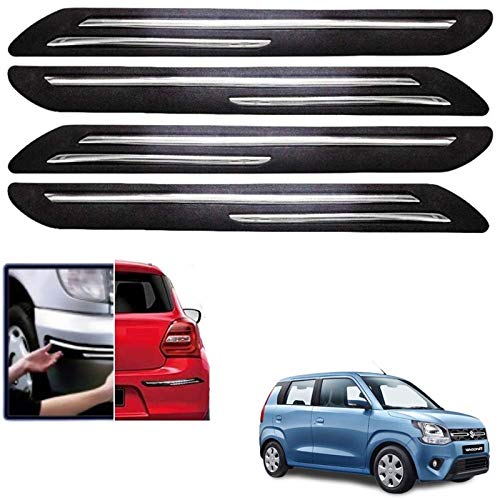 Cabix PVC Car Bumper Corner Protector Guard Double Chrome Line (Set of