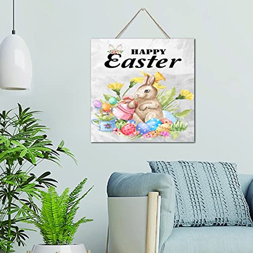 Plaque en bois Happy Easter Bunny pour célébrer les moments doux en famille