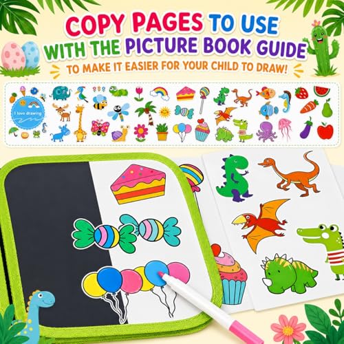 Image of Kaidaa Reusable Toddlers & Preschoolers Activity Book for (3-8 Yrs Kids) | Reusable Drawing & Writing Book | 14 Pages | 12 Washable Markers + 2 Wet Wipes