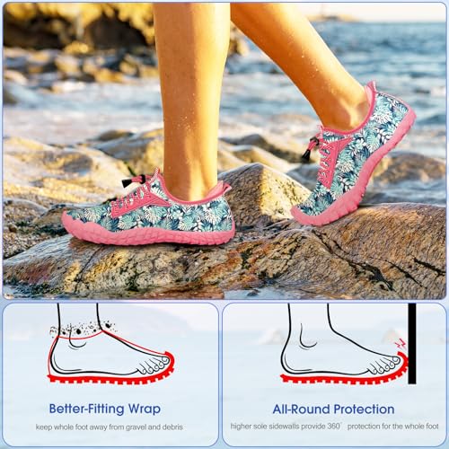 Image of Built-in Heel Grips Water Shoes for Kids Girls Boys Hiking Wide Barefoot Swim Beach Pool Big Kid