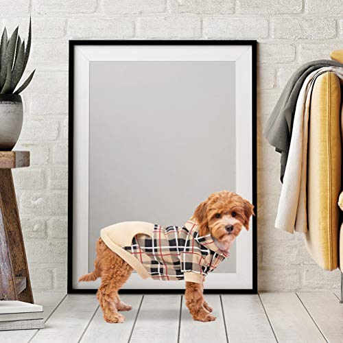 Expawlorer Plaid Dog Hoodie - British Style Soft And Warm Dog Sweater With Leash Hole, Hooded Cold Weather Clothes, Dog Sweatshirt, Outfits, Winter Coat For Small Medium Large Dogs #TOP6