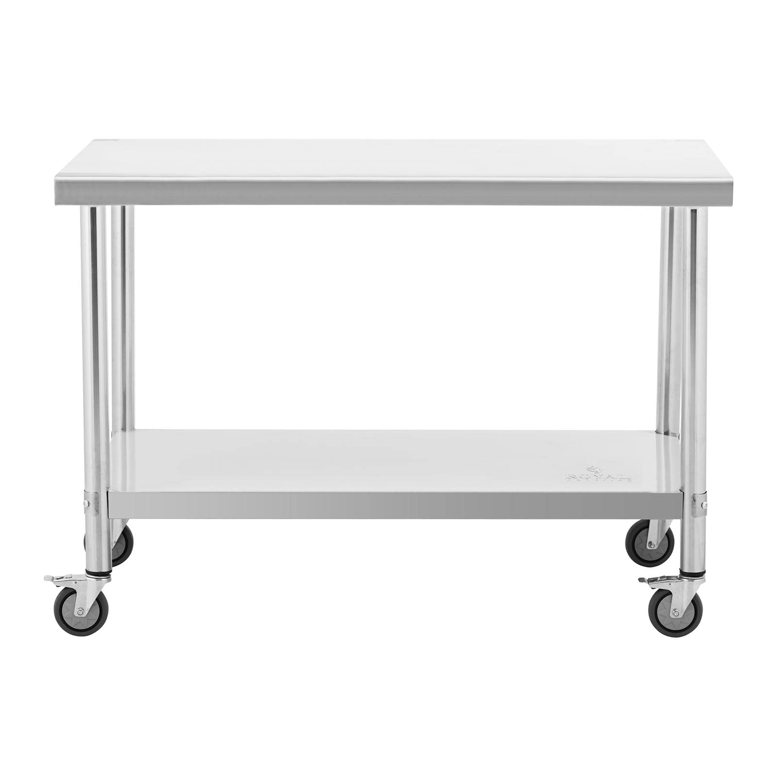 Royal Catering Edelstahltisch mit Rollen 70 x 120 cm 158 kg Tragkraft Arbeitstisch mit Rollen