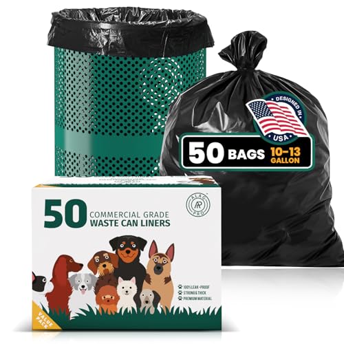 Image of ALAGPRO 50 Premium Dog Waste Station Can Liners -1 Roll of 50 bags - Standard Size 26 inch W x 33 inch L (10-13 gallons) - Heavy Duty Pet Poop Trash Can Bags, 40% Thicker than Competitors Bags (1.1 mil)
