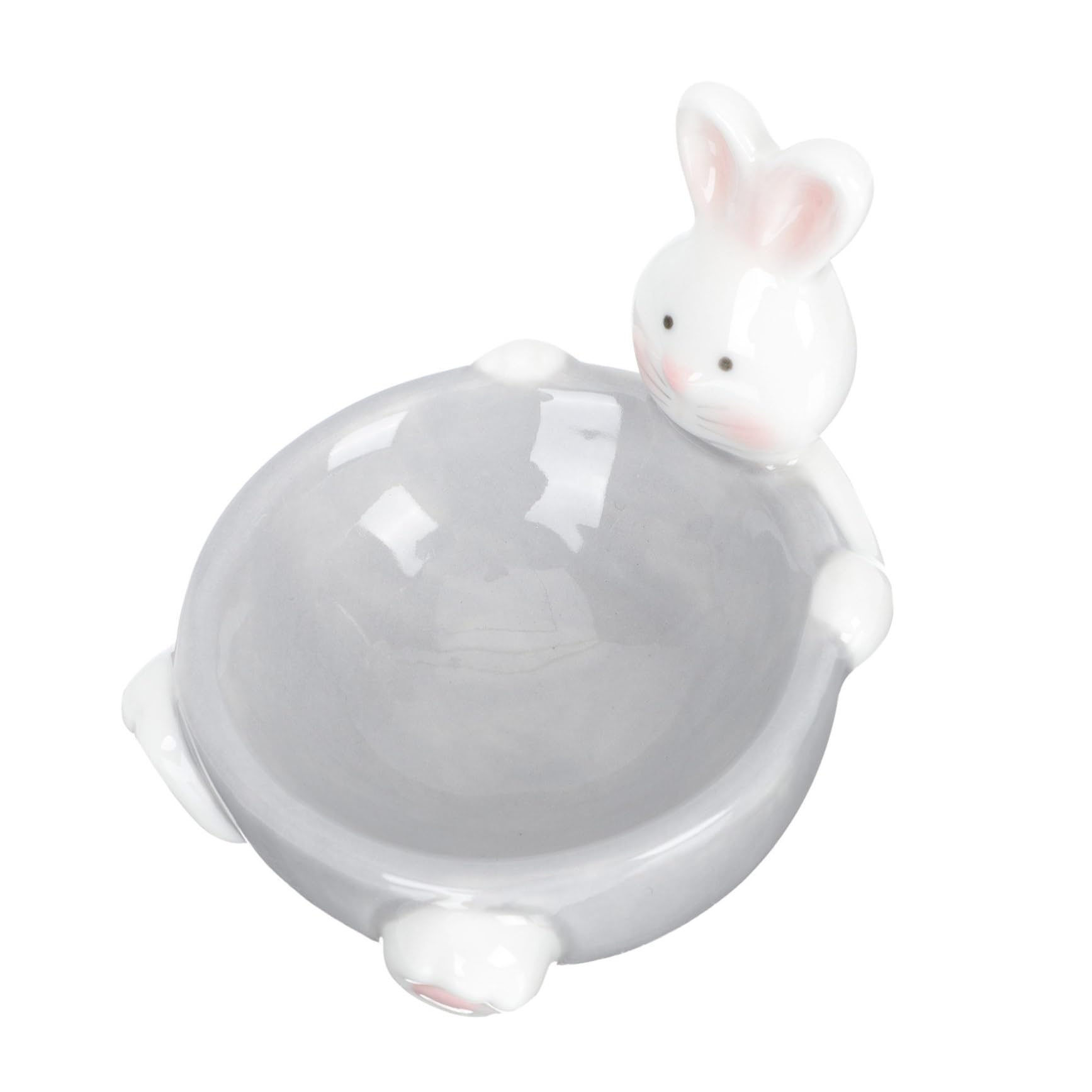 GRIRIW Cute Rabbit Design Ceramic Egg Cup Creative Porcelain Egg Holder for Kitchen Hotel Use for Egg Storage and Display Single