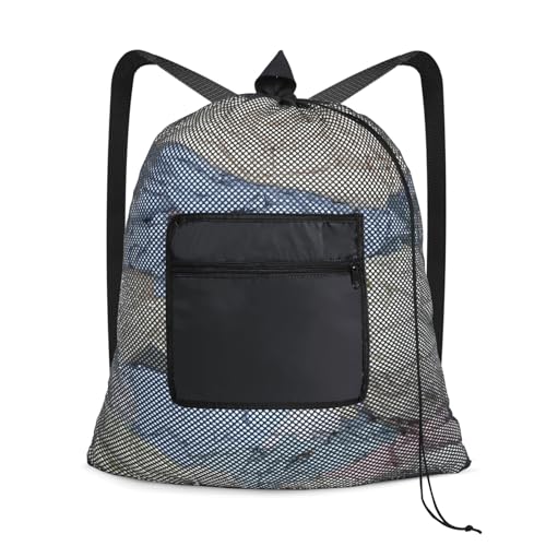 OTraki Laundry Bag Backpack 24x27 Inch Heavy Duty Mesh Laundry Bag Travel Laundry Bags for Dirty with Pocket & Adjustable Shoulder Straps Machine Washable Dont Drying Melting 140-176