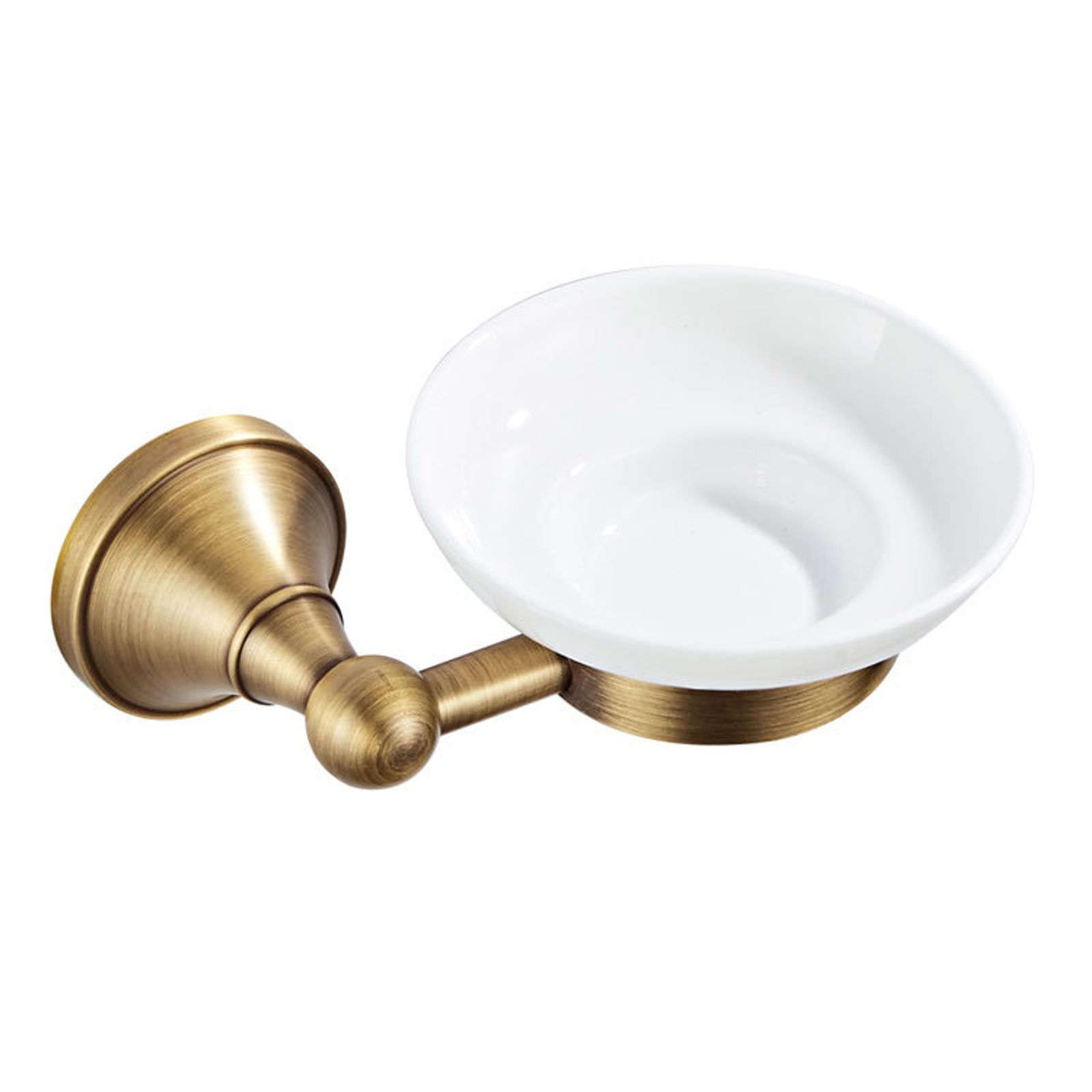 Wall Mount Soap Brass Soap Holder With Ceramic Dish Wall Mounted Oval(Round)