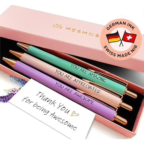 MESMOS 3pc Fancy Pen Set for Women, Thank You Gifts for Women, Stocking Stuffers, Teacher Christmas Gifts for Women, Boss Lady Office Gifts for Coworkers, Teacher Pens, Employee Appreciation Gifts Cover