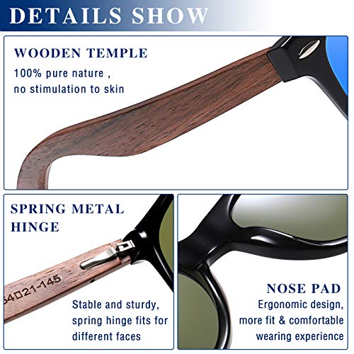 Image of DUCO Polarized Driving Handmade Walnut Wooden 100% UV 400 Protection Sunglasses for Men 2141