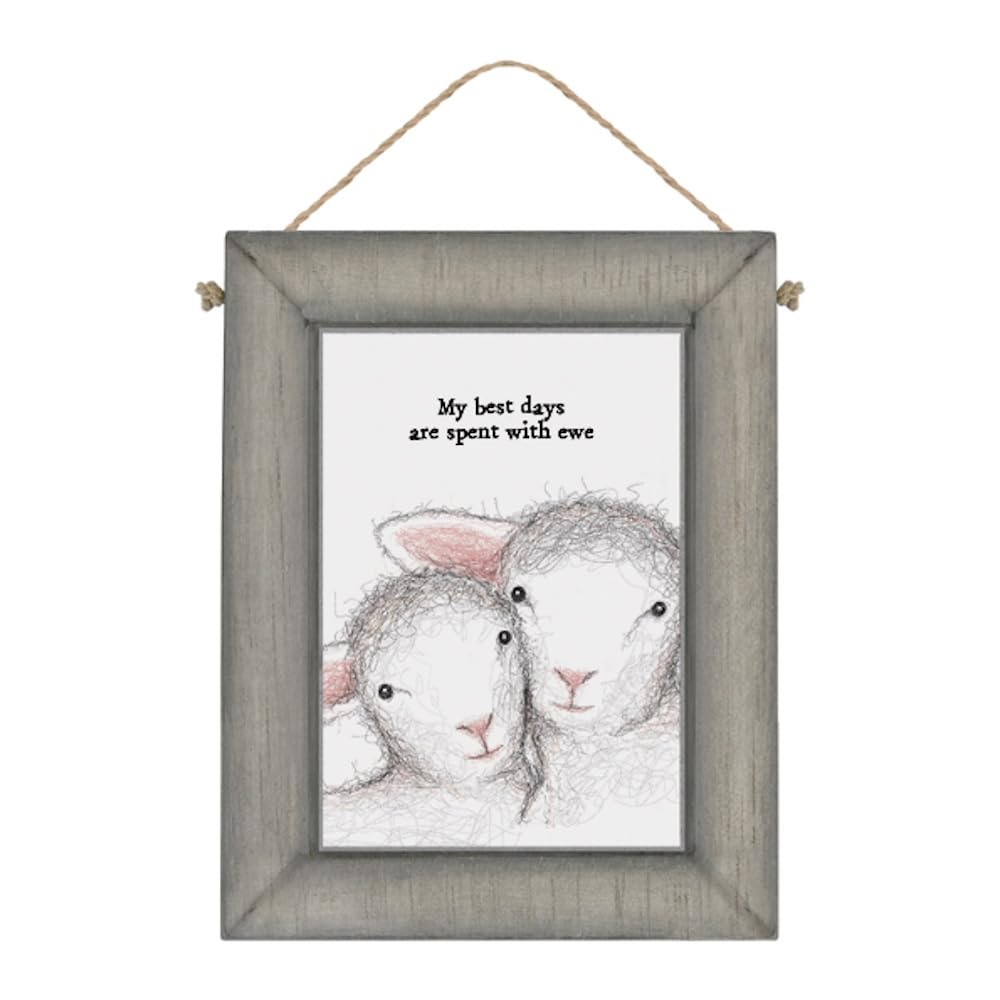 East of India Wooden Plaque Home Decorative Hanging Wall Rustic Sign Sentimental Gift Sheep Picture ''My best days are spent''