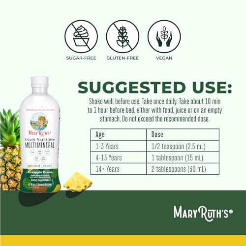 Image of MaryRuth's Liquid Nighttime Multimineral | NO Melatonin | Bedtime Routine | Magnesium Citrate | Calcium | Zinc | Vitamin D3 | Available in 4 Flavors | Vegan | Sugar Free | Gluten Free | 32 Oz