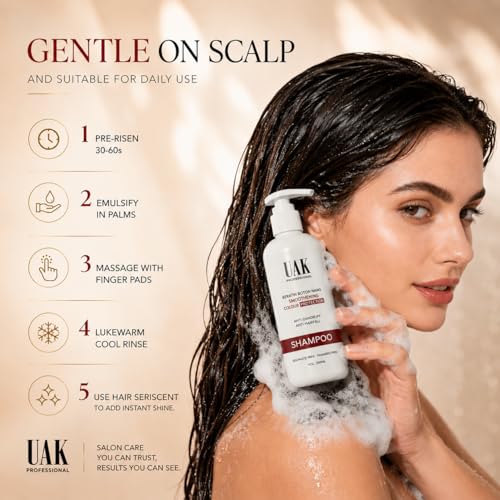 Image of UAK Professional Keratin Shampoo for Smooth & Frizz Control Hair | Salon Professional Hair Care | Helps Repair Dry & Damaged Hair | Color Safe | For Men & Women | 250 ml