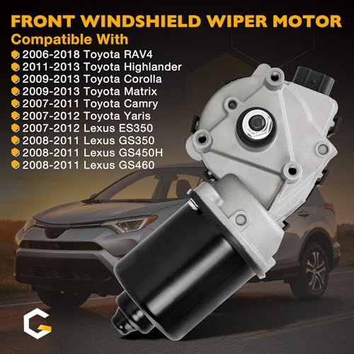 Image of Front Windshield Wiper Motor Compatible with 07-11 Toyota Camry, 06-18 RAV4, 11-13 Highlander, 09-13 Corolla /Matrix, 07-12 Yaris, 08-11 Lexus GS350 /GS450H /GS460 Replace 8250A178 8511002250
